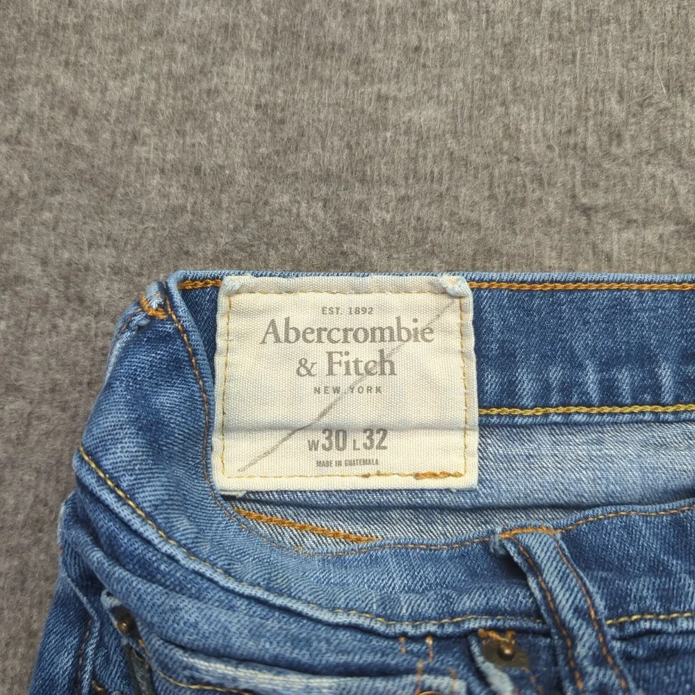Abercrombie Fitch Jeans Mens 30x32 Blue Skinny Button Fly Casual Faded